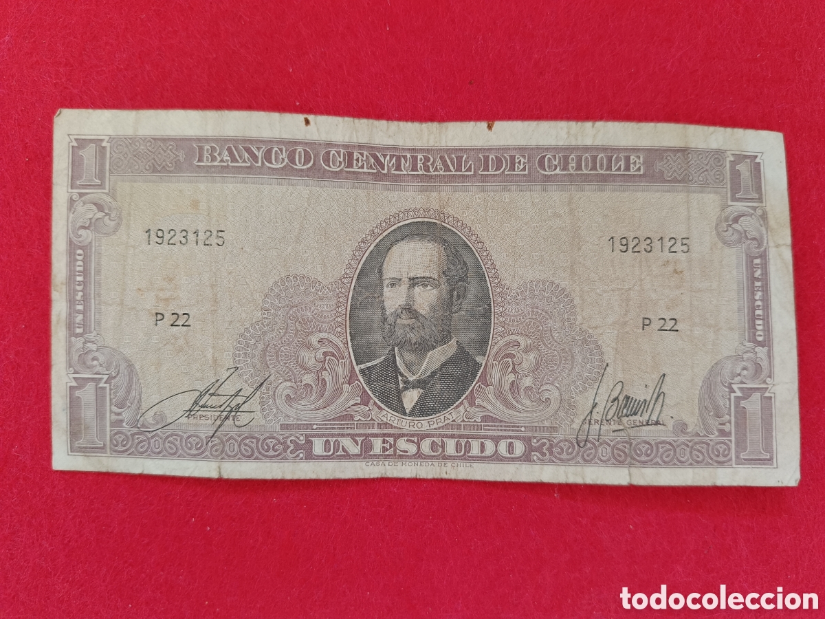Billetes extranjeros: Billete 1 escudo Chile Circulado - Foto 1