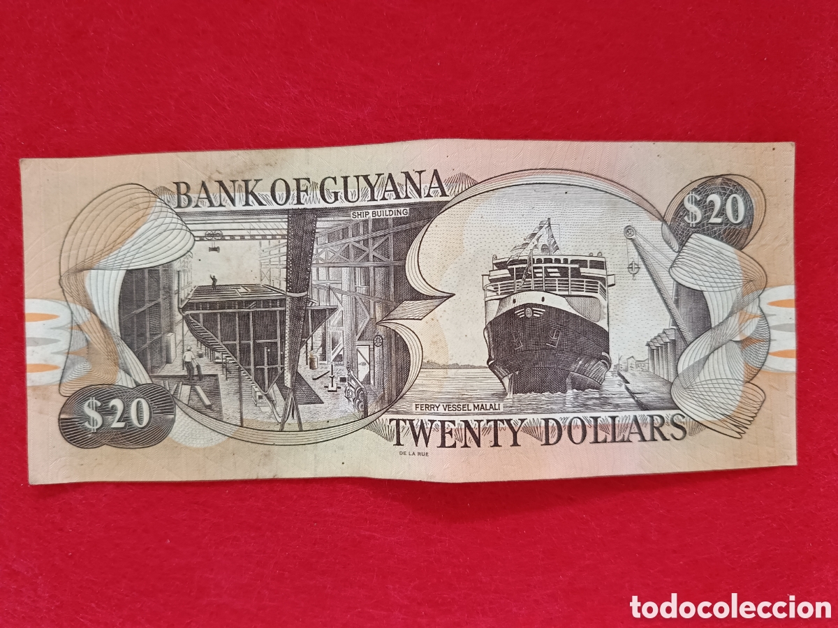 Billetes extranjeros: Billete de 20 dolares Guyana. Circulado - Foto 2