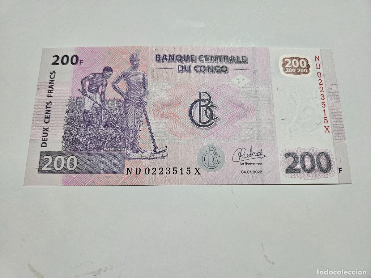 Billetes extranjeros: CONGO 200 FRANCOS 2022 S/C P=NEW - Foto 2