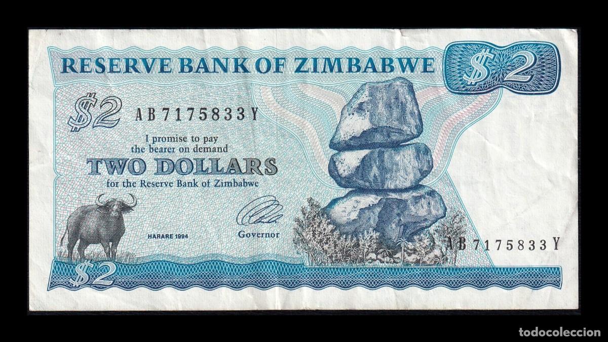 Billetes extranjeros: Zimbabwe 2 D&oacute;lares 1994 Pick 1c Mbc Vf - Foto 1