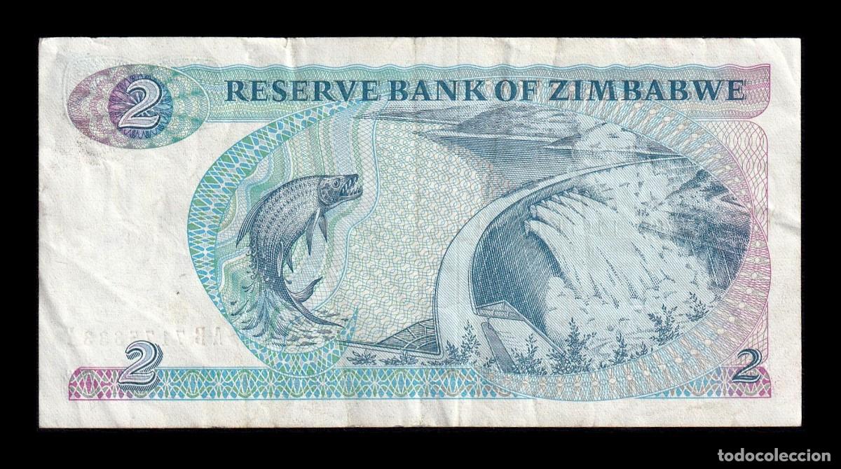 Billetes extranjeros: Zimbabwe 2 D&oacute;lares 1994 Pick 1c Mbc Vf - Foto 2