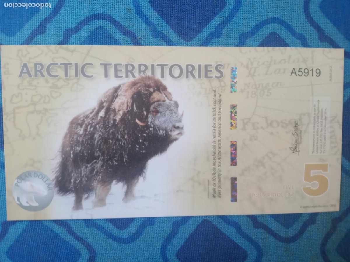 Billetes extranjeros: ARTICO(TERRITORIOS) 5 DOLARES 2012 S/C