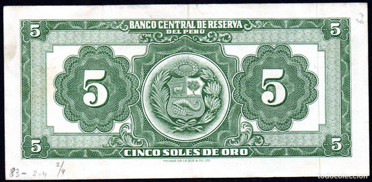 Billetes extranjeros: PERU - 5 SOLES 1965 - USADO - Foto 2