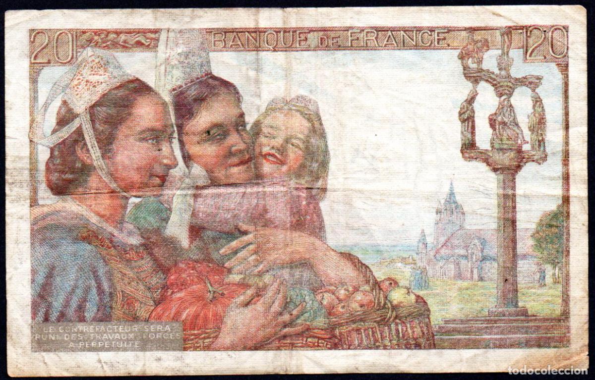 Billetes extranjeros: FRANCIA - 20 FRANCOS 1942 - Foto 2