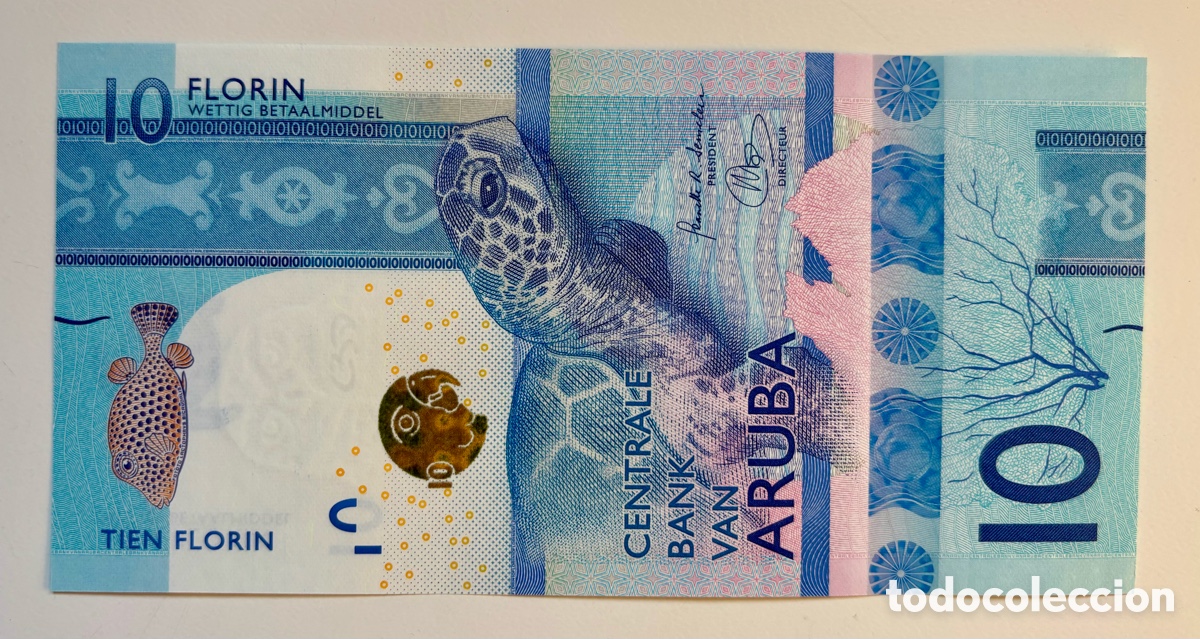 Billetes extranjeros: Billete ARUBA 10 Florines 2019 SC. Tortuga . Florin