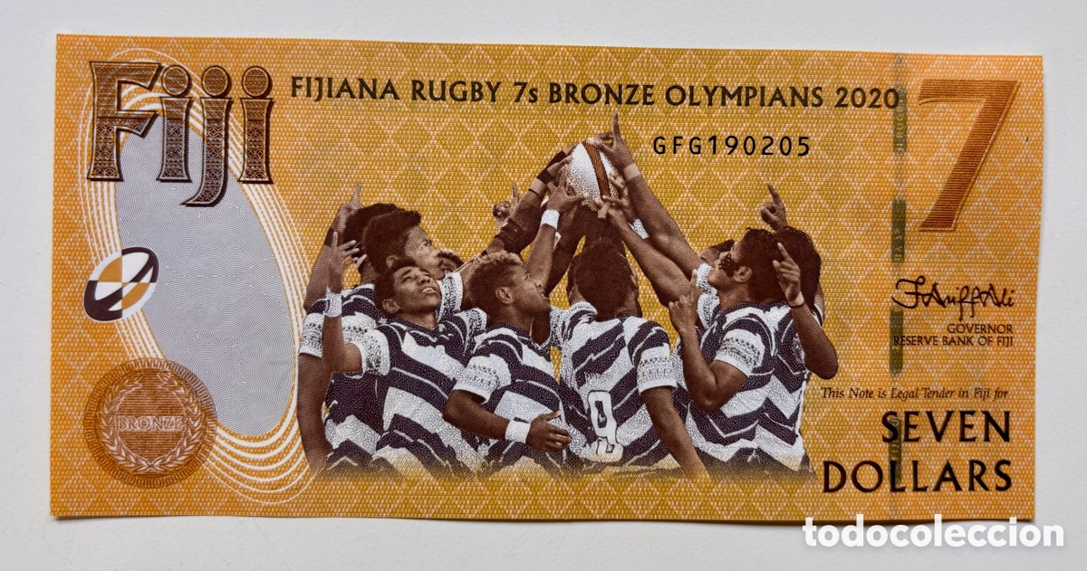 Billets internationaux: Billete FIJI 7 Dolares 2020 (2022) SC . Conmemorativo Rugbi