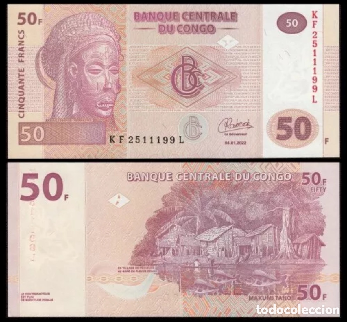 Billetes extranjeros: Billete CONGO 50 Francos 2022 SC - Foto 1