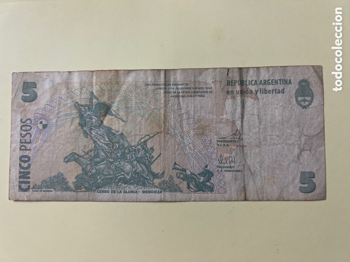 Billetes extranjeros: 105B. BILLETE. 5 PESOS. ARGENTINA - Foto 2