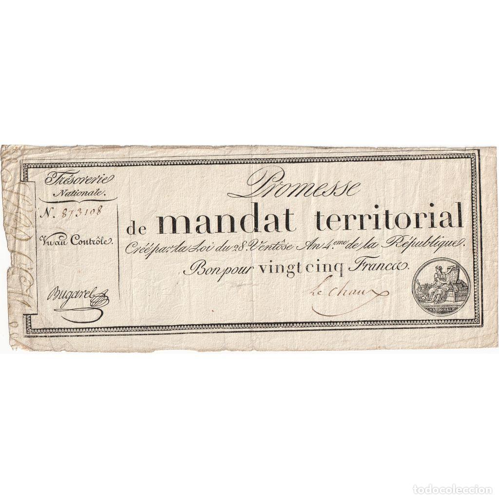 Notas Internacionais: [#376946] Francia, 25 Francs, 1796-03-18, MBC