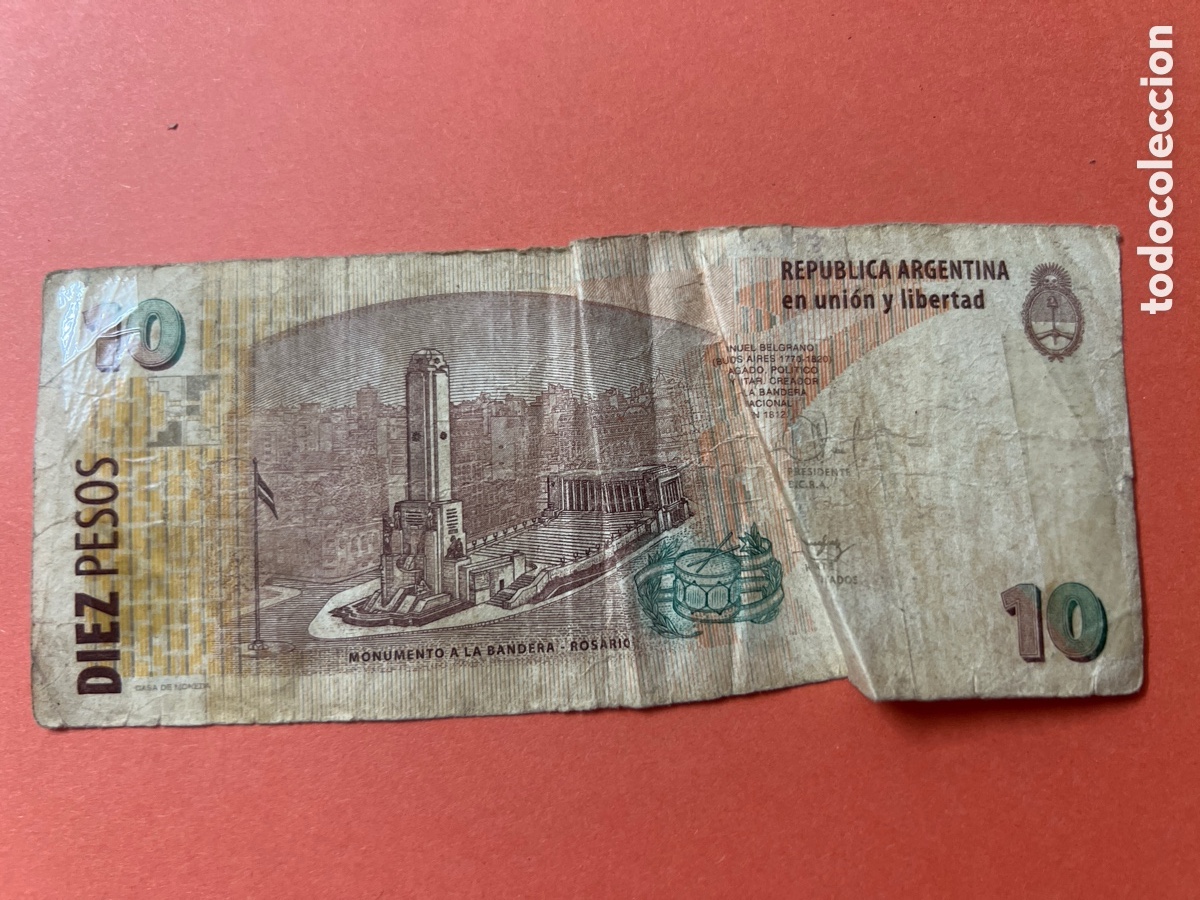Billetes extranjeros: 129B. BILLETE DE ARGENTINA. 10 pesos - Foto 2