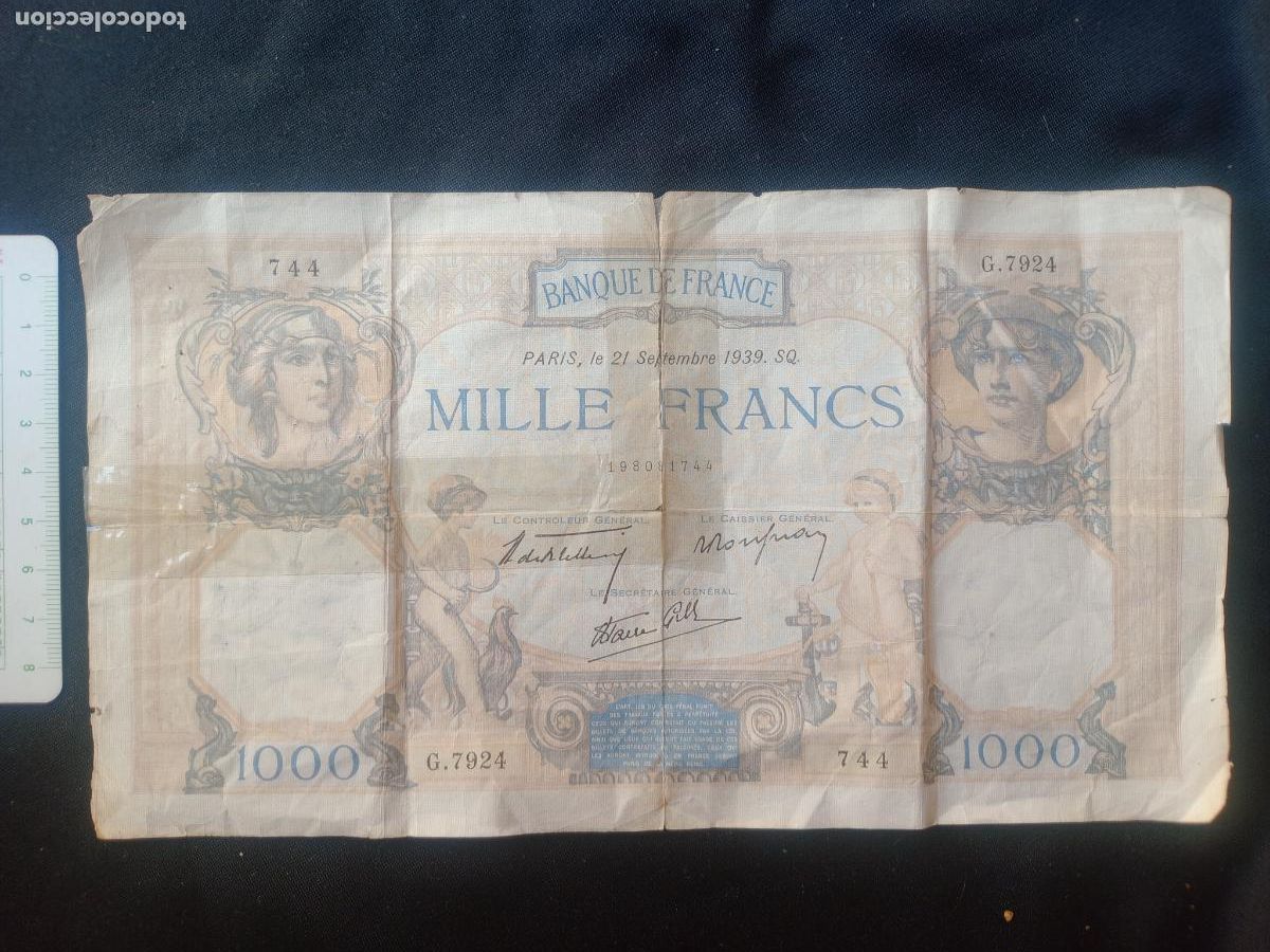 Billetes extranjeros: Francia, 1000 Francos/Francs, C&eacute;r&egrave;s et Mercure - Foto 1