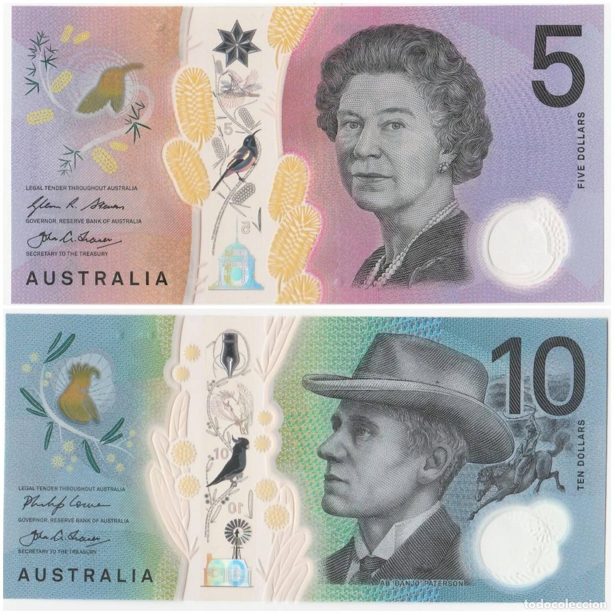 Billetes extranjeros: AUSTRALIA SET 2 PCS 5 y 10 D&Oacute;LARES 2016-2017 POLIMEROS SIN CIRCULAR - Foto 1