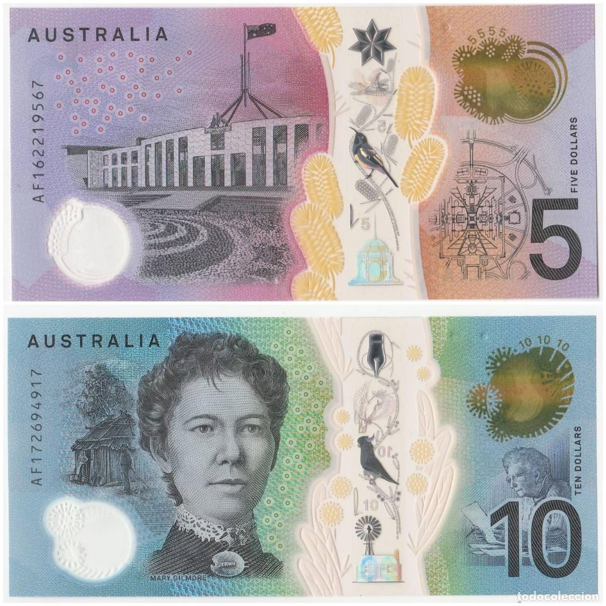 Billetes extranjeros: AUSTRALIA SET 2 PCS 5 y 10 D&Oacute;LARES 2016-2017 POLIMEROS SIN CIRCULAR - Foto 2