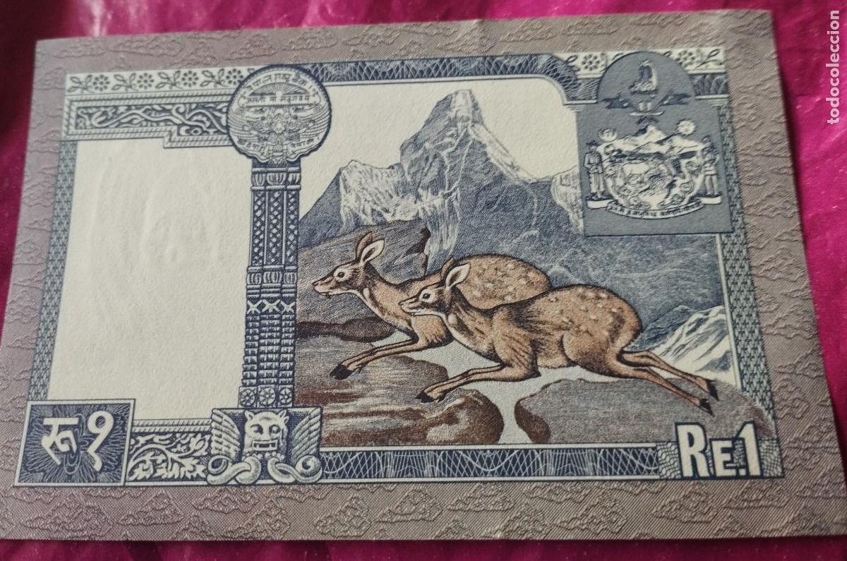 Billetes extranjeros: Billete de 1 rupia de Nepal - Foto 2