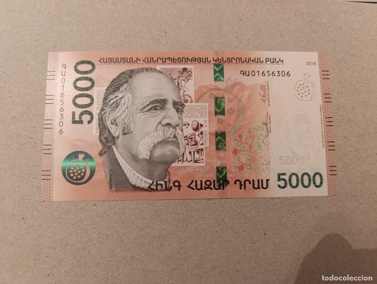 Billetes extranjeros: Billete Armenia, 5000 dram, a&ntilde;o 2018, UNC - Foto 1