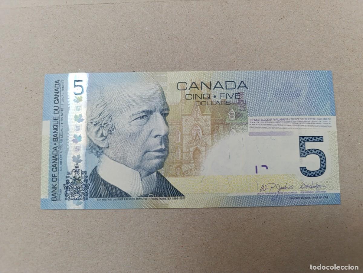 Notas Internacionais: Billete C&aacute;nada, 5 d&oacute;lares, a&ntilde;o 2006, UNC