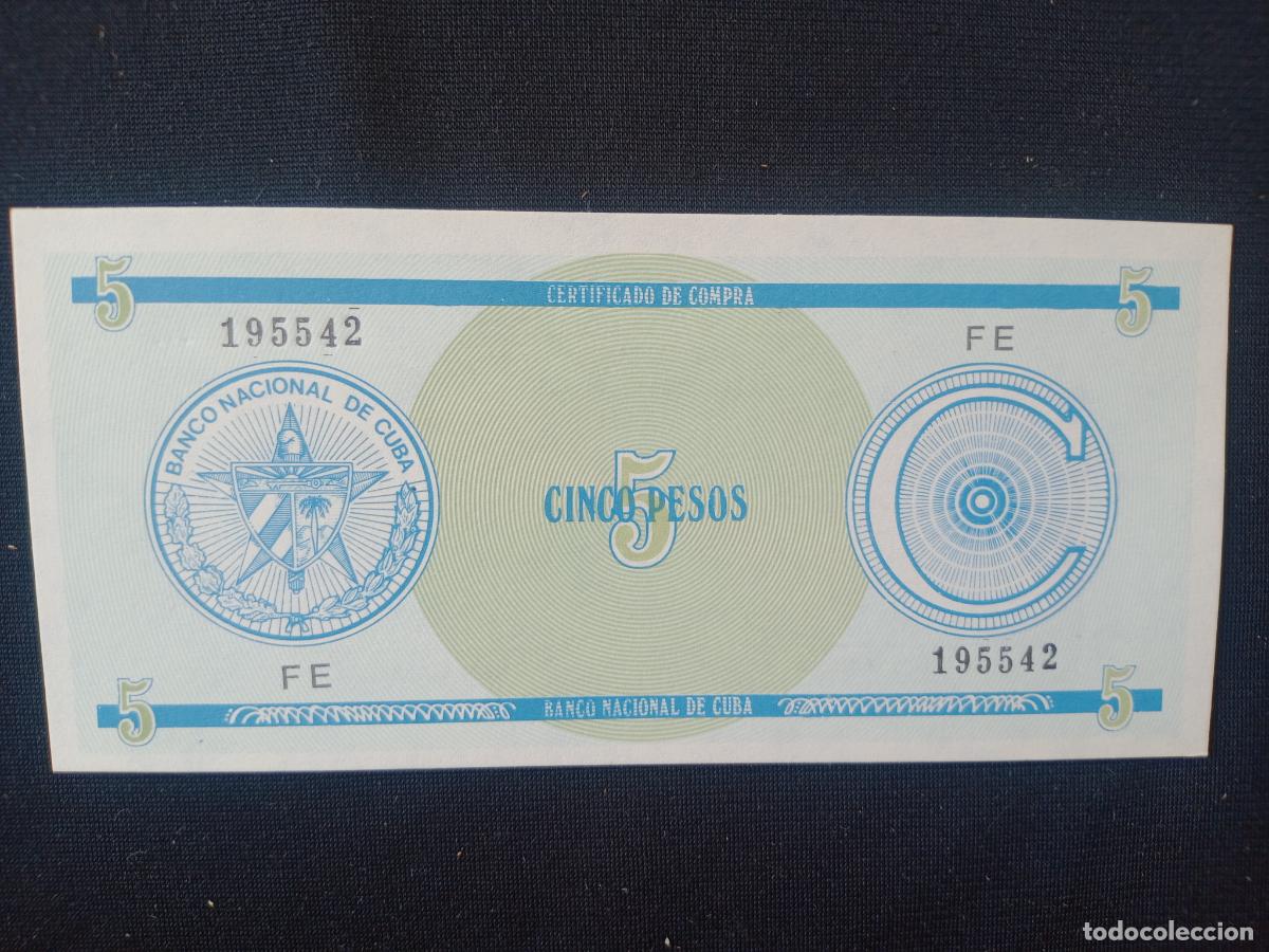 Billetes extranjeros: Cuba. 5 pesos CERTIFICADO DE COMPRA, SC - Foto 1