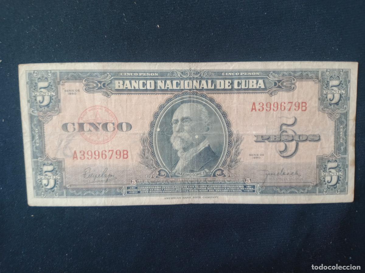 Billetes extranjeros: Cuba. Billete de 5 pesos 1950 - Foto 1