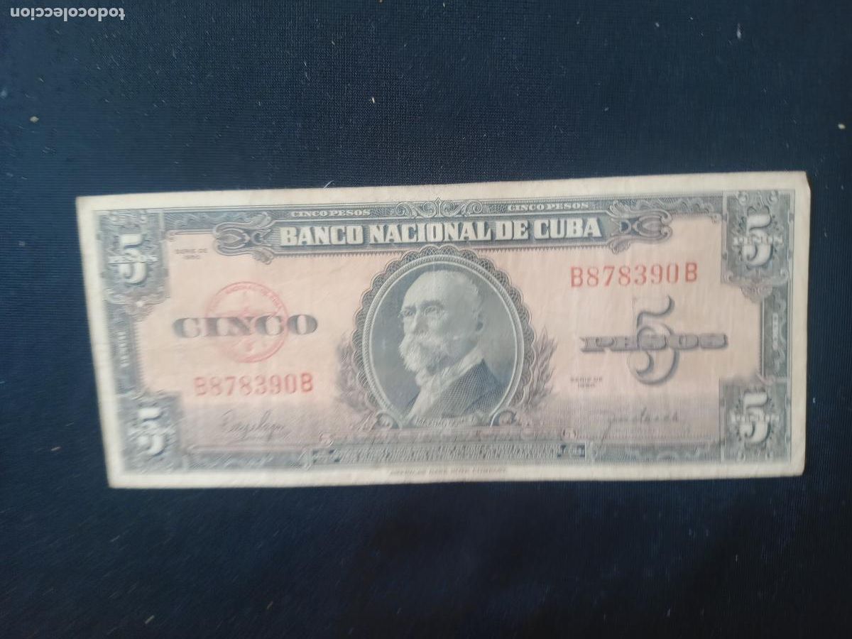 Billetes extranjeros: Cuba. Billete de 5 pesos 1950 - Foto 1