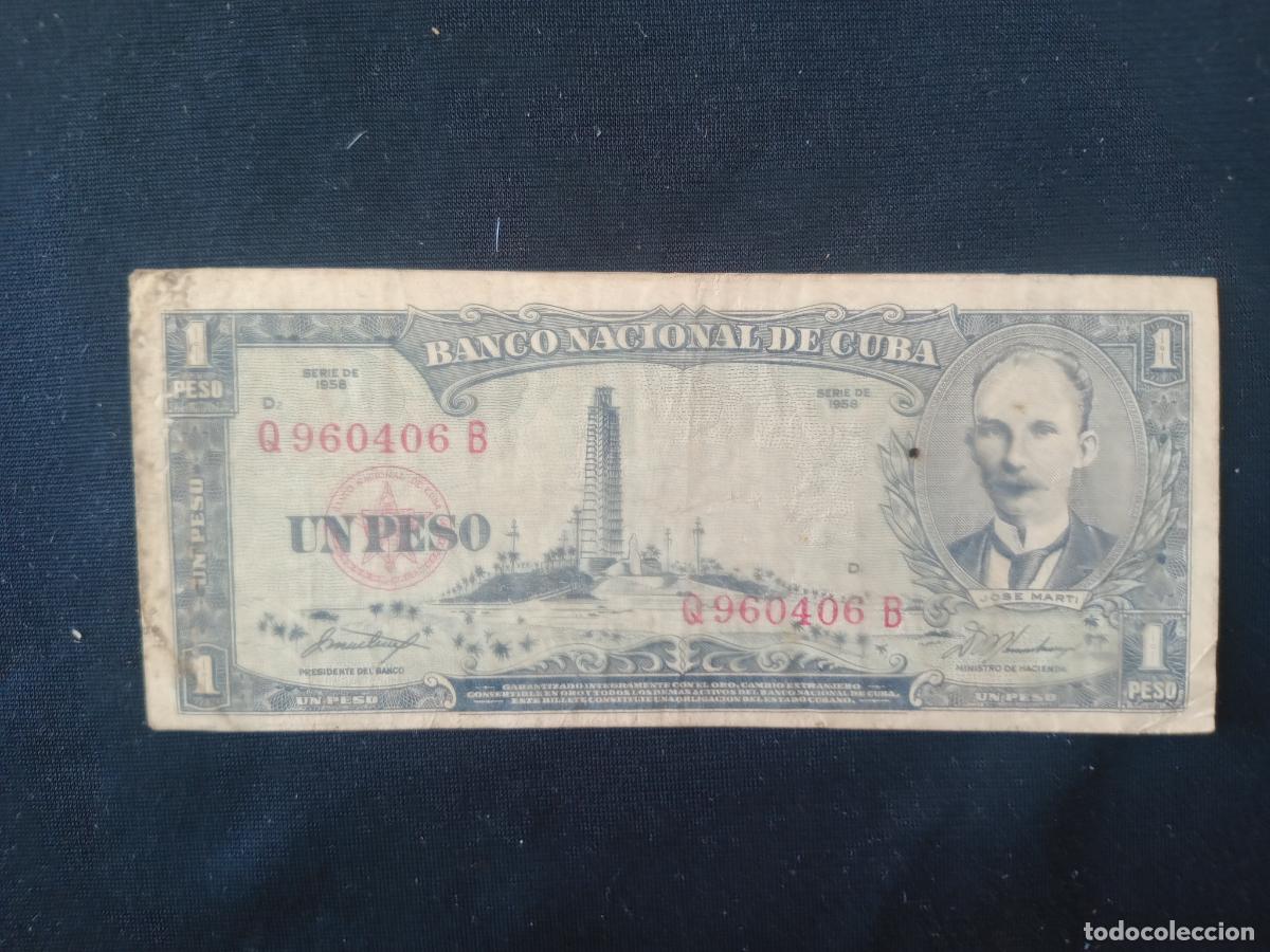 Billetes extranjeros: Cuba. Billete de 1 peso de 1958 - Foto 1