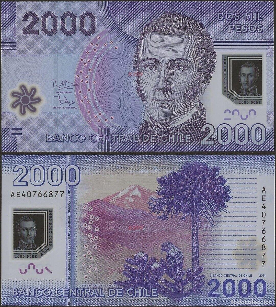 Billetes extranjeros: Chile &nbsp;2000 Pesos 2014 Polymer P162d B297d - Foto 1