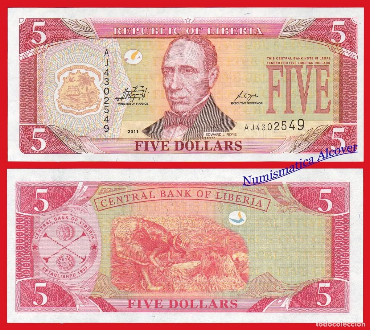 Billetes extranjeros: LIBERIA 5 D&oacute;lares 2011 Pick 26g - SC - Foto 1
