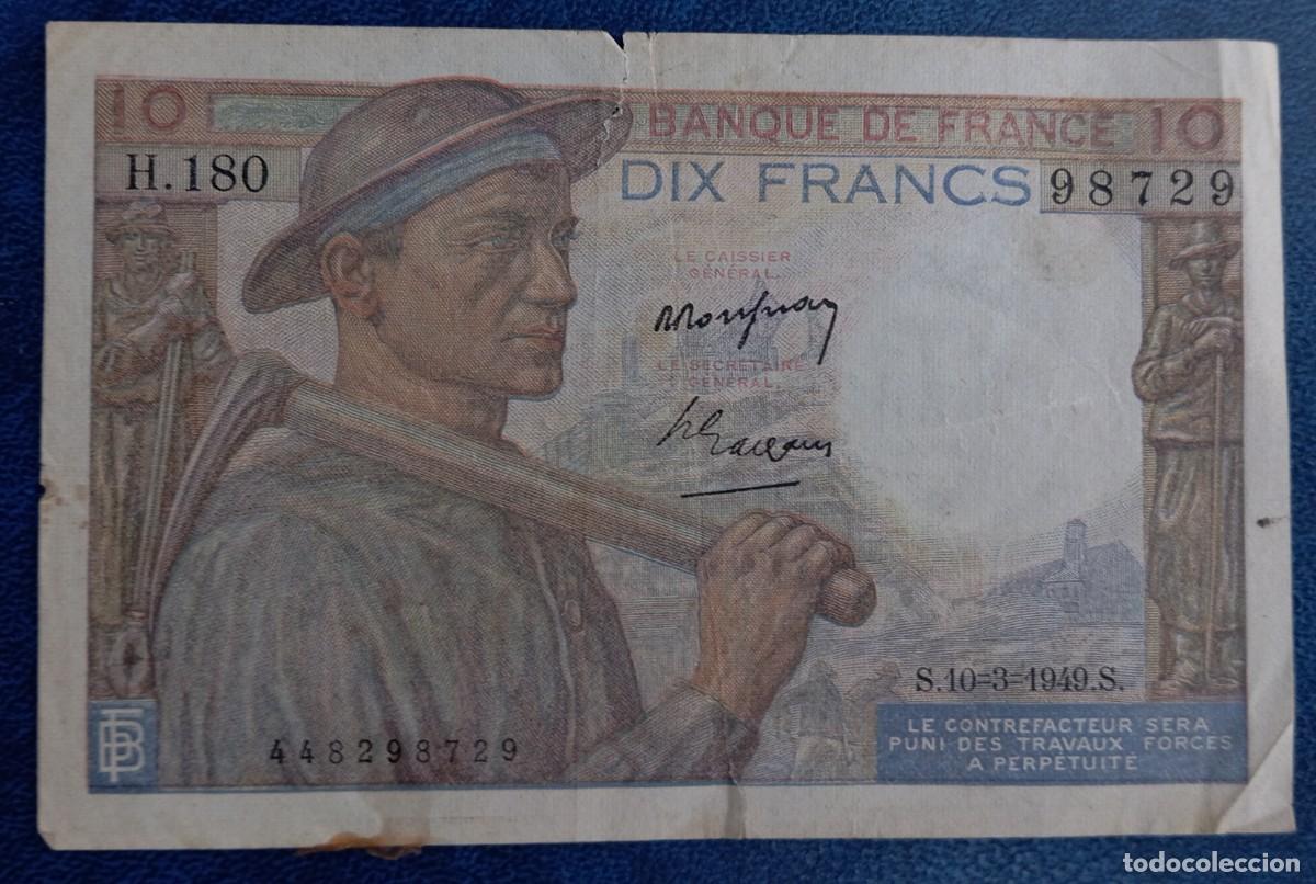 Billetes extranjeros: Francia 10 francos 1949 pick 99F (BC+) - Foto 1