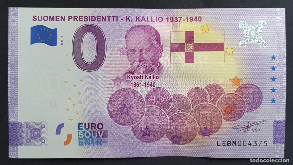 Notas Internacionais: BILLETE 0 Euro Souvenir ANNIVERSARY Finlandia: LEBM 2021-4 SUOMEN PRESIDENTTI - K. KALLIO 1937-1940