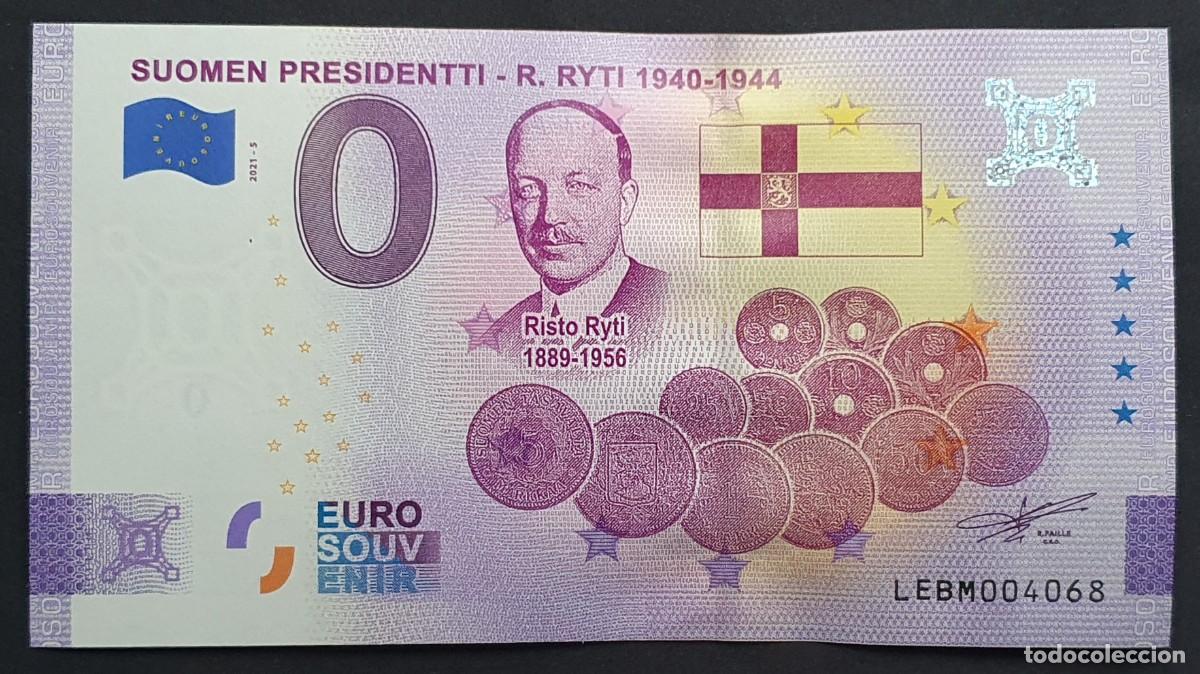 Notas Internacionais: BILLETE 0 Euro Souvenir ANNIVERSARY Finlandia: LEBM 2021-5 SUOMEN PRESIDENTTI - R. RYTI 1940-1944