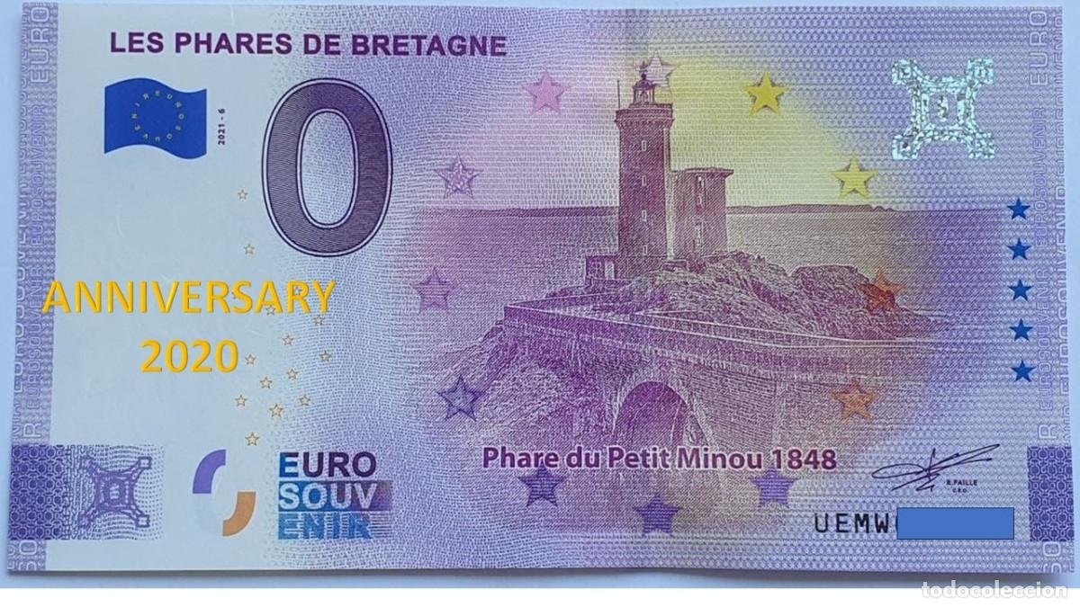 Notas Internacionais: BILLETE 0 Euro Souvenir ANNIVERSARY Francia: UEMW 2021-6 LES PHARES DE BRETAGNE Phare du Petit Minou