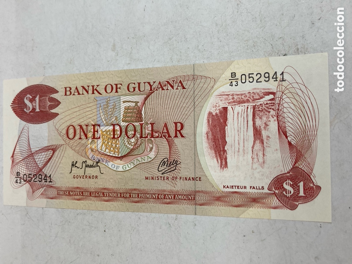 Billetes extranjeros: billete de un d&oacute;lar de Guyana sin circular /PAPEL 20 - Foto 1