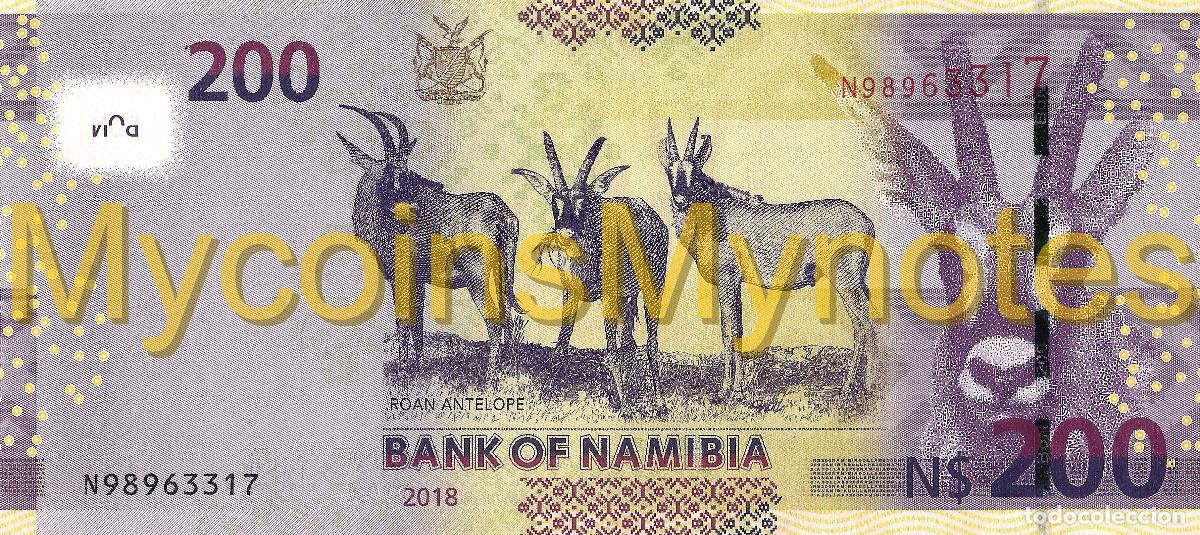 Billetes extranjeros: NAMIBIA, 200 DOLLARES, 2018, PNew (not is catalog), UNC - Foto 2