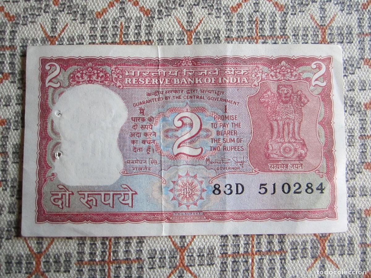 Billetes extranjeros: BILLETE DE 2 RUPIAS DE LA INDIA - Foto 1