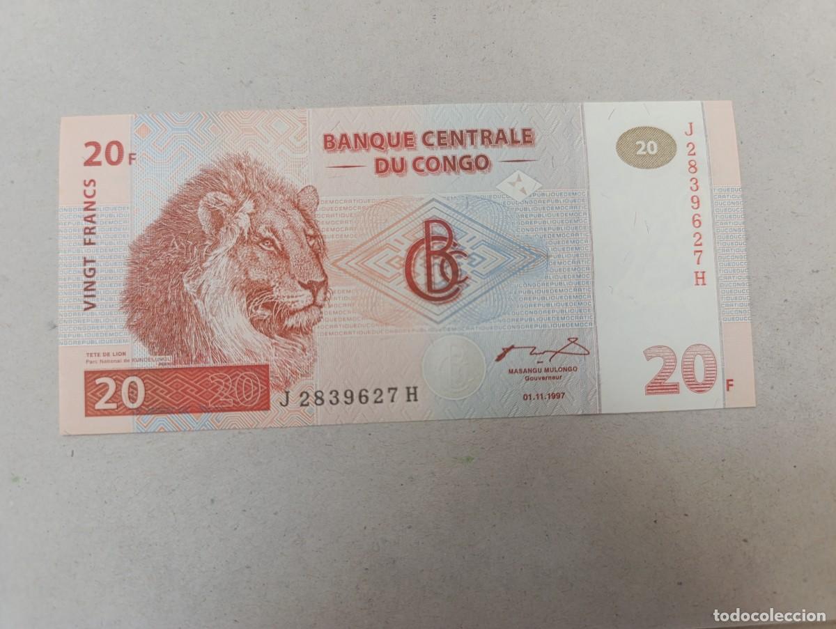 Billetes extranjeros: Billete Congo, 20 francos, a&ntilde;o 1997, UNC - Foto 1