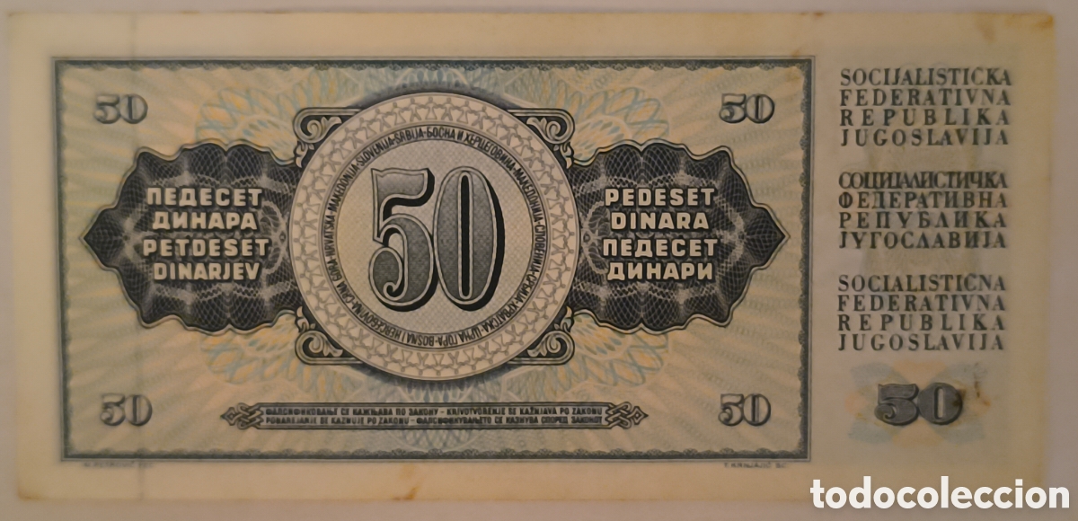 Billetes extranjeros: Yugoslavia 50dinara 1978 mbc - Foto 2