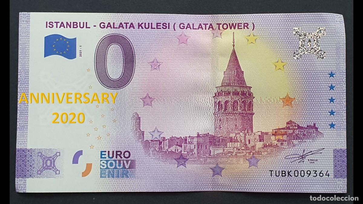 Billetes extranjeros: BILLETE 0 Euro Souvenir ANNIVERSARY Turqu&iacute;a: TUBK 2021-1 ISTANBUL - GALATA KULESI (GALAT TOWER)