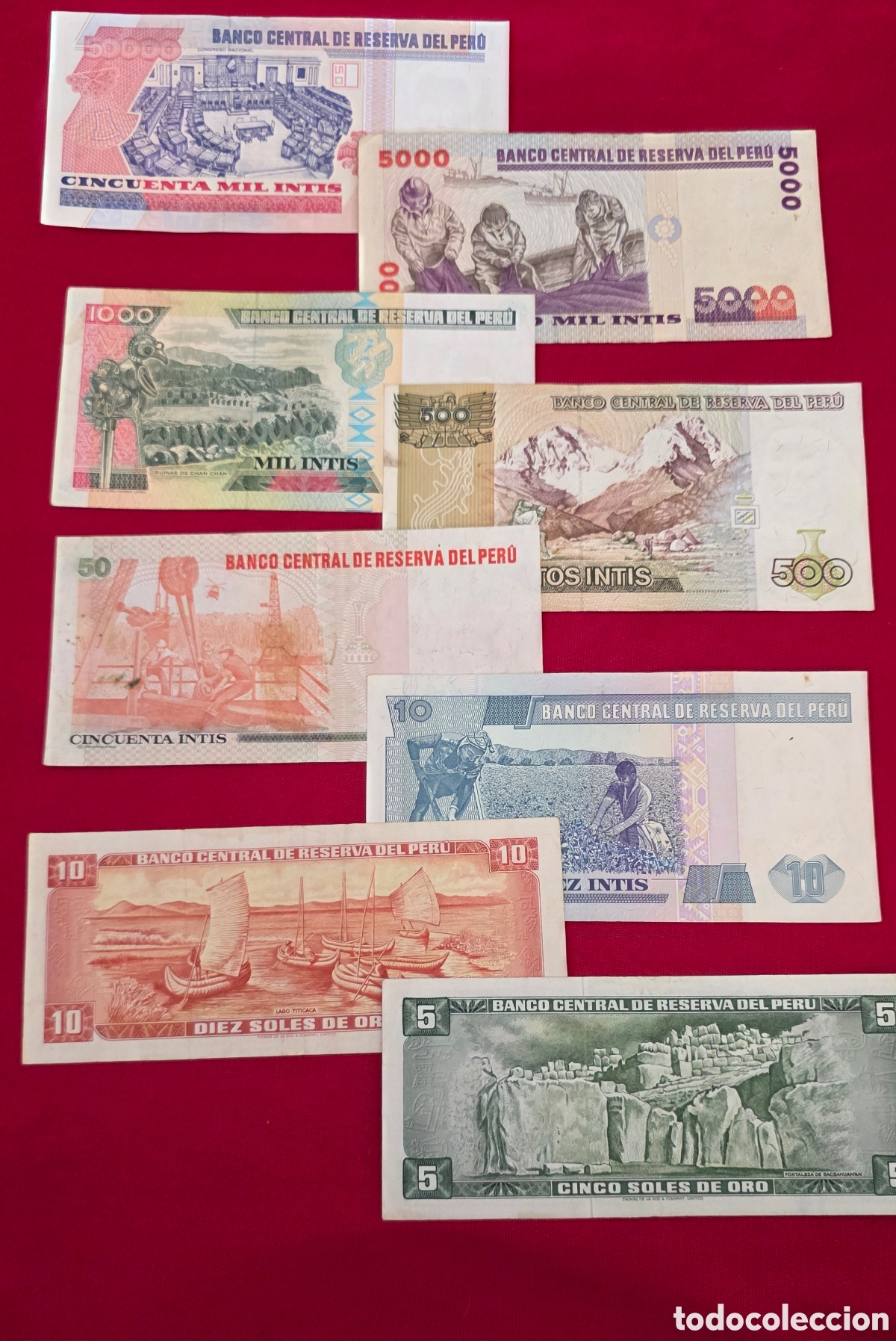 Billetes extranjeros: COLECCION DE 8 BILLETES DEL PERU - Foto 2