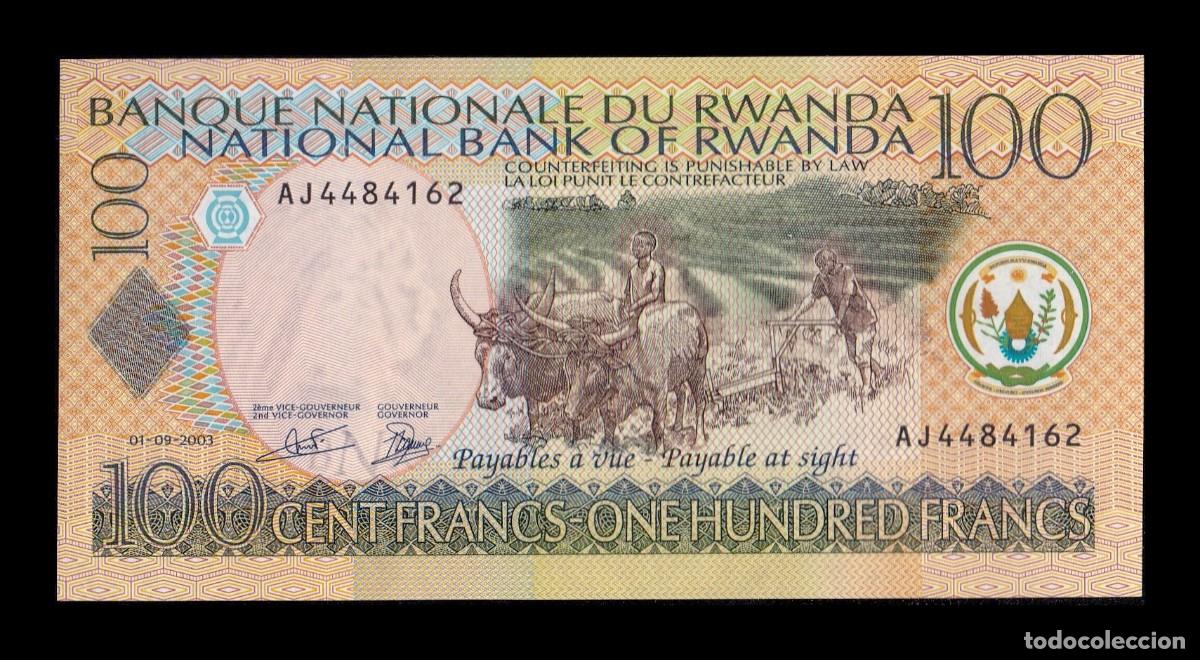 Billetes extranjeros: Ruanda 100 Francos 2003 Pick 29b Sc Unc - Foto 1