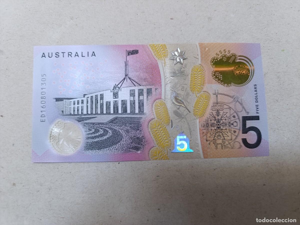 Billetes extranjeros: Billete Australia, 5 d&oacute;lares, a&ntilde;o 2016, UNC - Foto 2