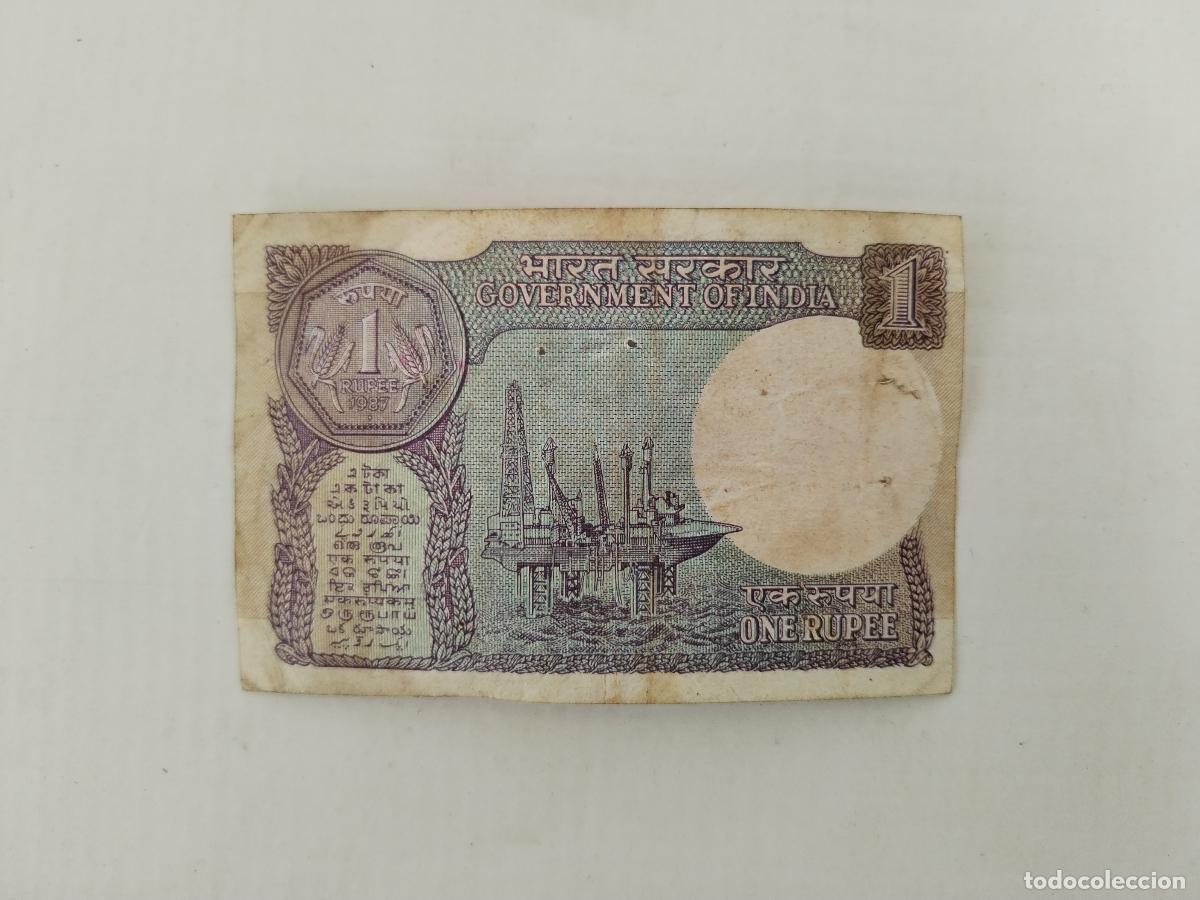 Billetes extranjeros: billete india 1 rupees - Foto 2