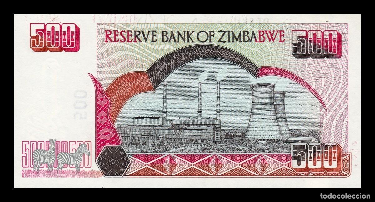 Billetes extranjeros: Zimbabwe 500 D&oacute;lares 2001 Pick 10 Sc Unc - Foto 2