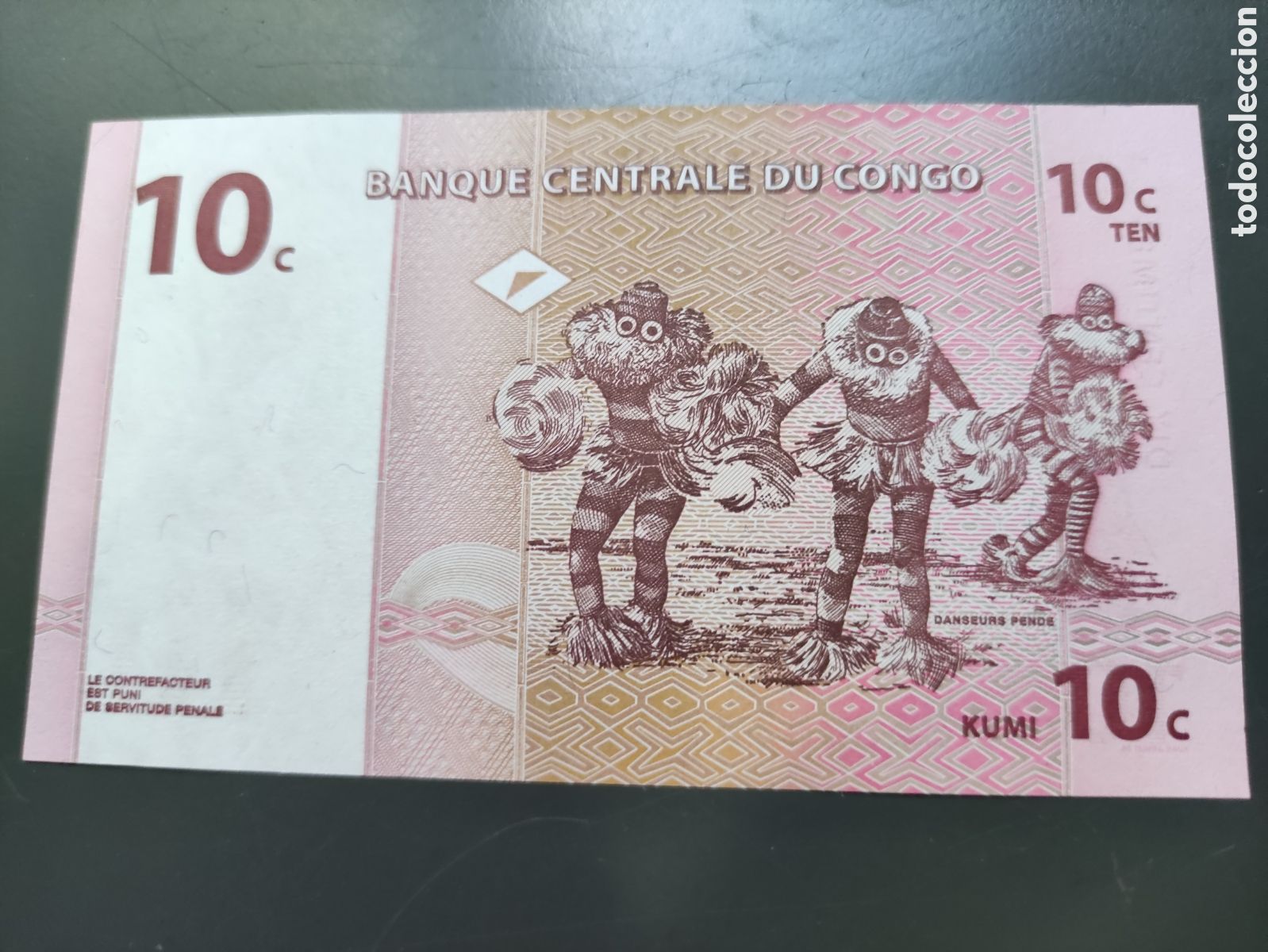 Billetes extranjeros: 10 C&Eacute;NTIMOS BANQUE CENTRALE DU CONGO 1997 - Foto 2