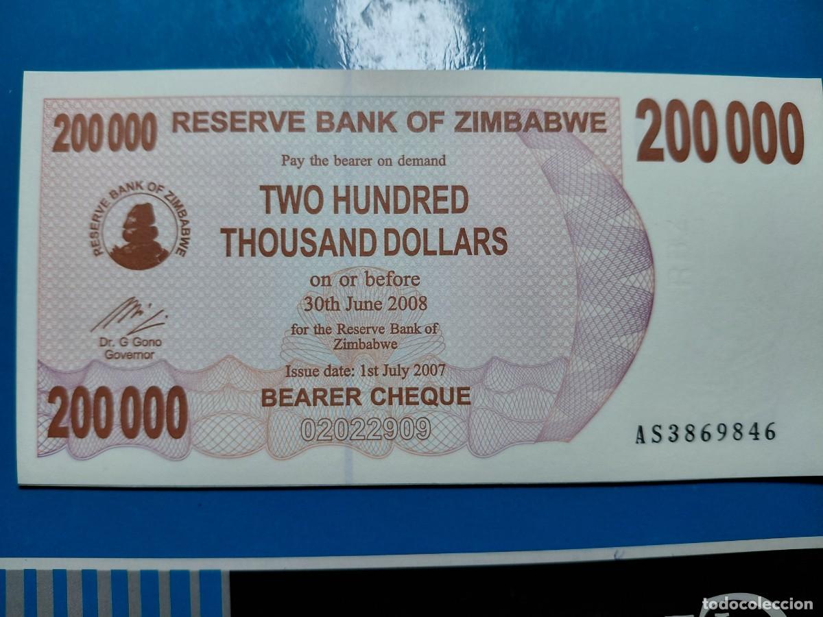 Billetes extranjeros: ZIMBABWE 200.000 Dolar 2007 SC P49 - Foto 1