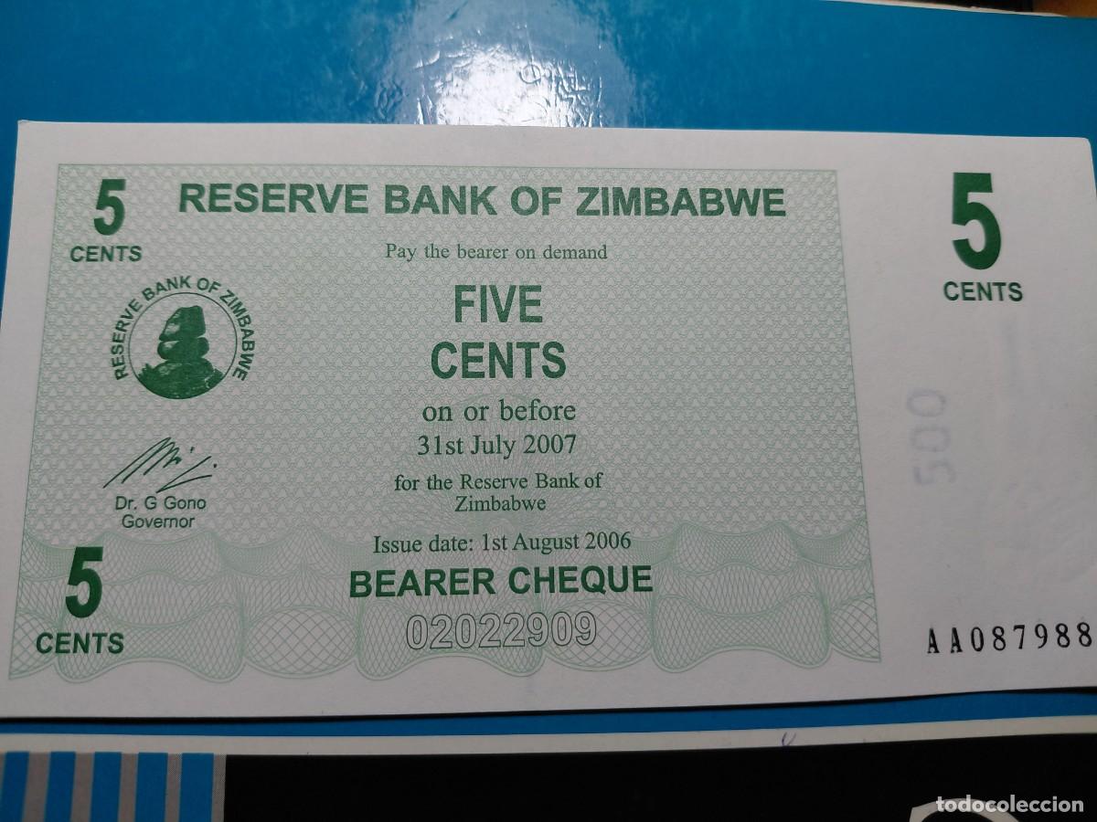 Billetes extranjeros: ZIMBABWE 5 Cents 2006 SC P34 - Foto 1
