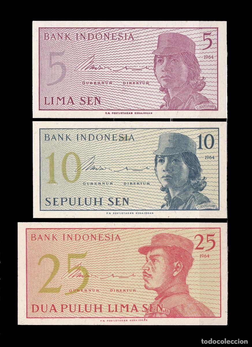 Billetes extranjeros: INDONESIA - 3 BILLETES DE 1964 - SIN CIRCULAR - Foto 1