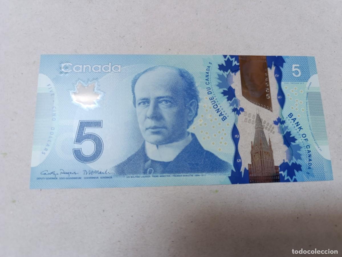 Billetes extranjeros: Billete Canad&aacute;, 5 d&oacute;lares, a&ntilde;o 2013, UNC - Foto 2