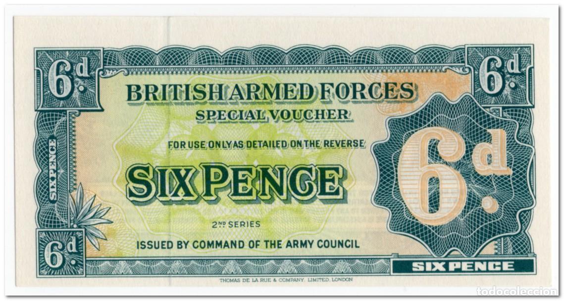 Billetes extranjeros: BRITISH ARMED FORCES,6 PENCE,1948,P.M17a,UNC - Foto 1