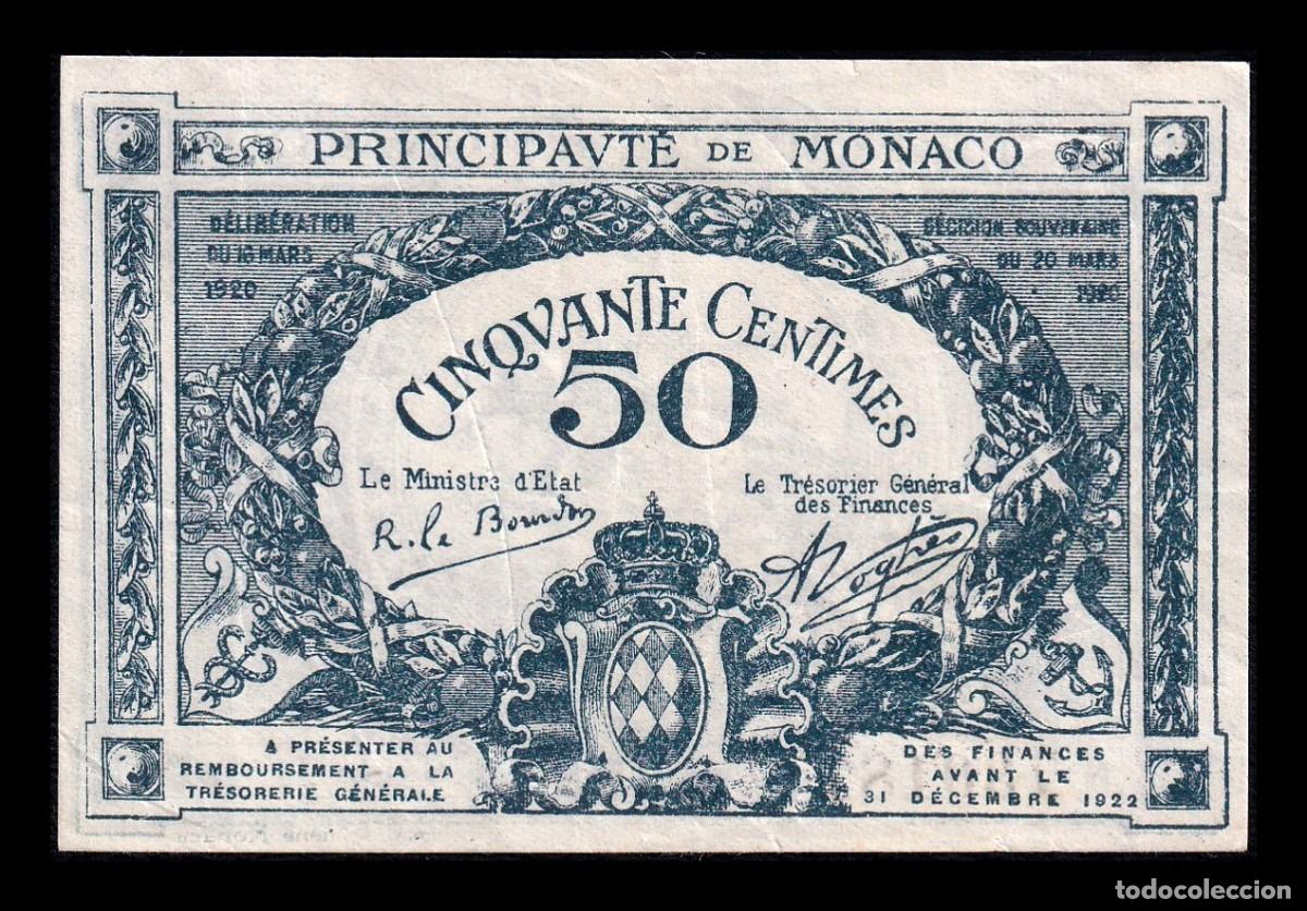 Billetes extranjeros: M&oacute;naco 50 Centimes 1920 Pick 3 Ebc Xf - Foto 1