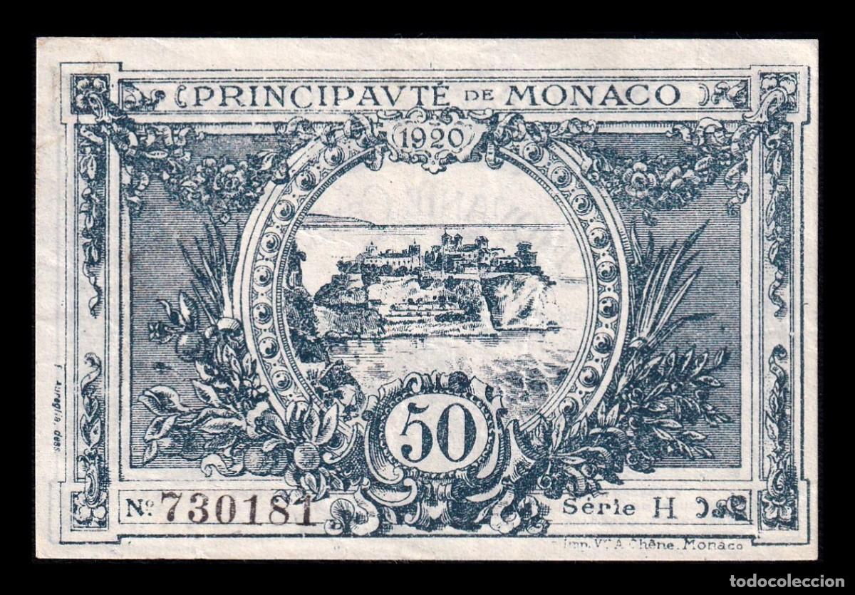 Billetes extranjeros: M&oacute;naco 50 Centimes 1920 Pick 3 Ebc Xf - Foto 2