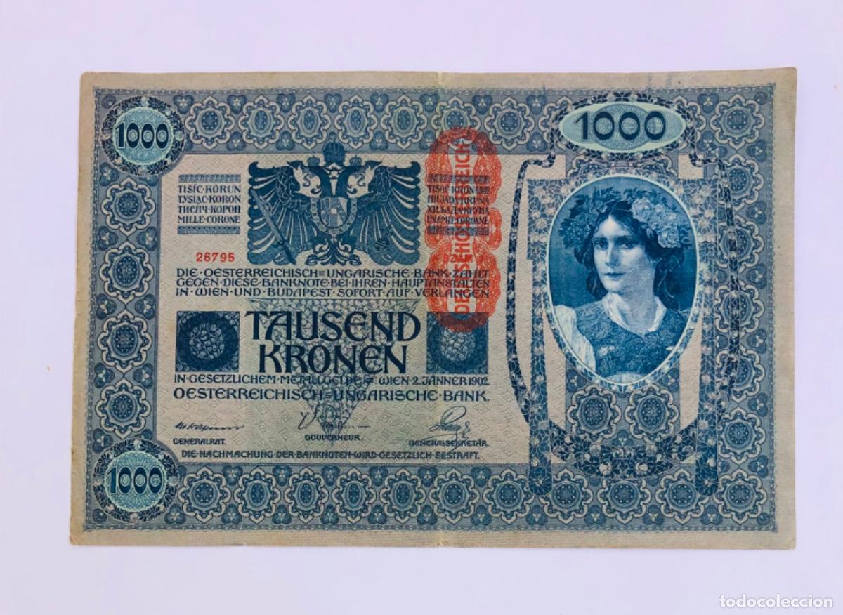 Billetes extranjeros: BILLETE 1000 coronas del Imperio Austroh&uacute;ngaro 1902 - Foto 2